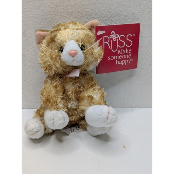 Russ Berrie CHESSIE Orange Tabby Striped Cat Kitten Plush 4" Mini Kitty NWT Rare - Picture 1 of 7